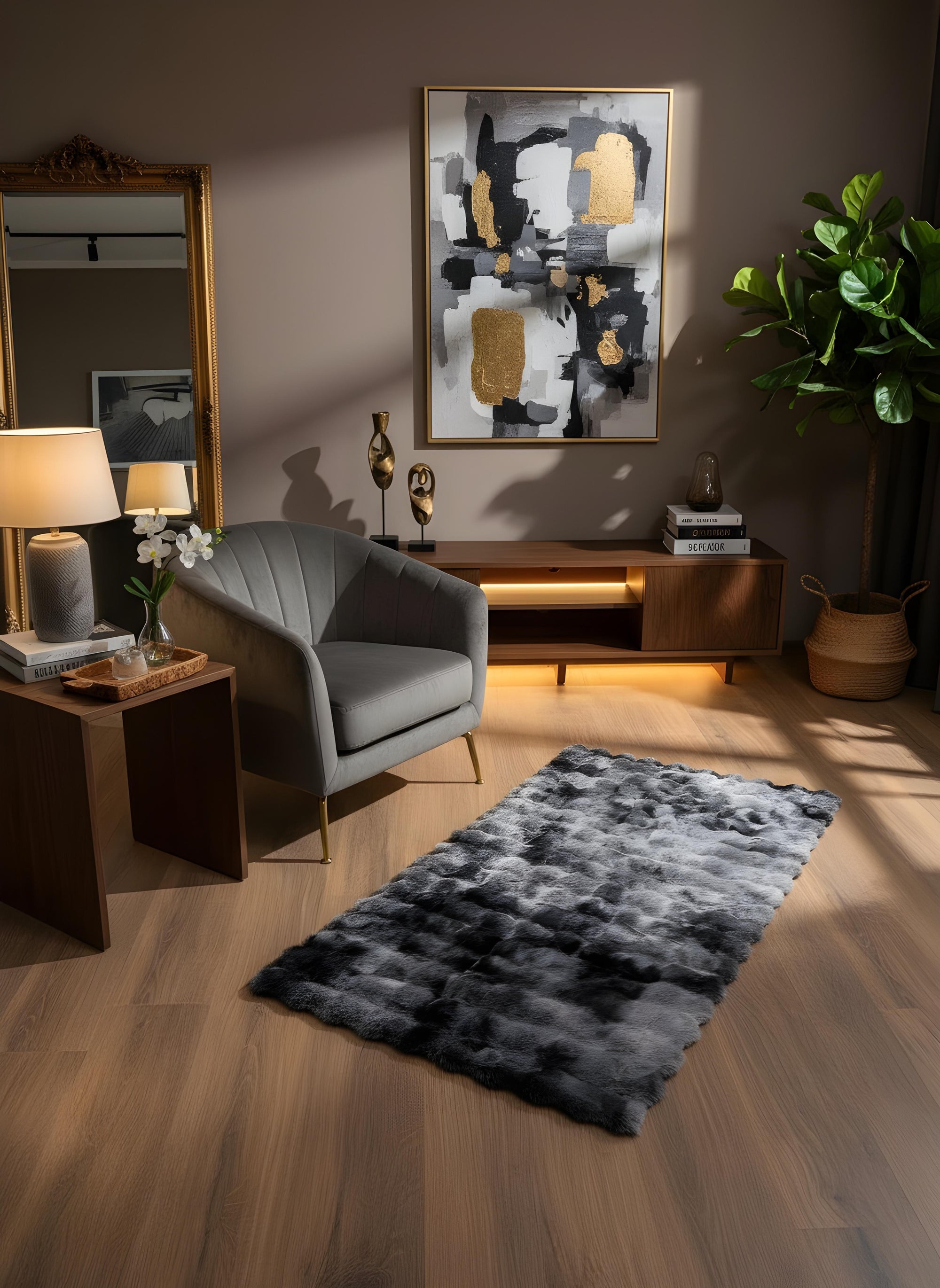 TAVŞAN NEO ANTRASİT -  Kaymaz Taban Tavşan Shaggy Yatak Odası Oturma Odası Çocuk Odası Halısı