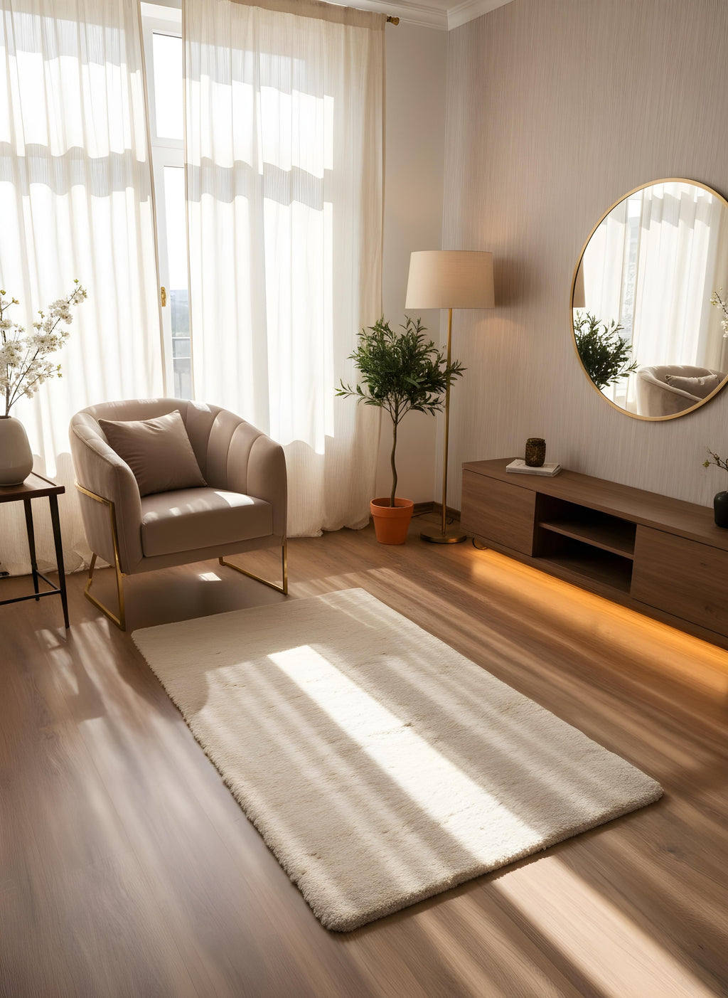 TAVŞAN BEJ -  Kaymaz Taban Tavşan Shaggy Yatak Odası Oturma Odası Çocuk Odası Halısı