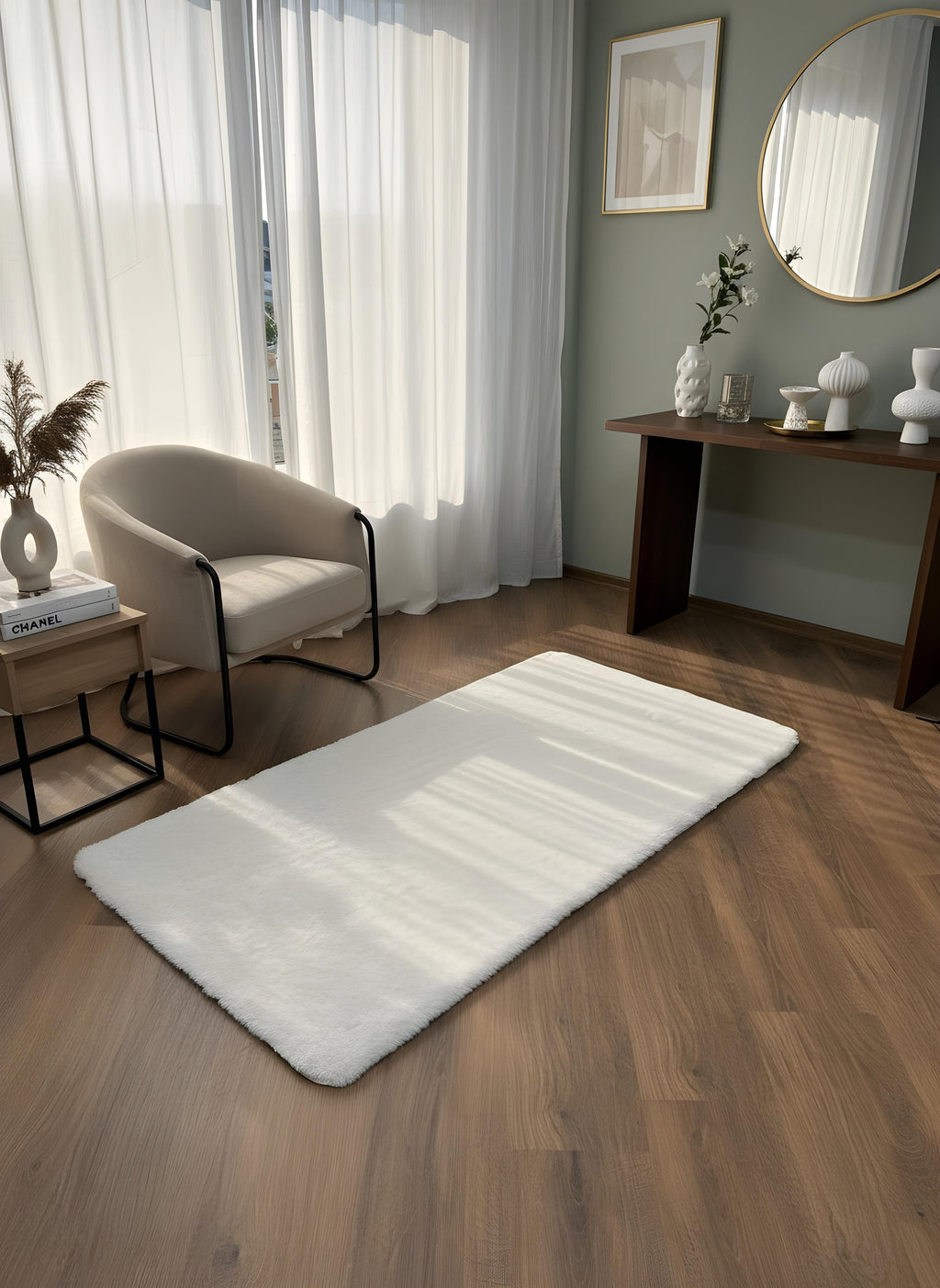 TAVŞAN KREM -  Kaymaz Taban Tavşan Shaggy Yatak Odası Oturma Odası Çocuk Odası Halısı