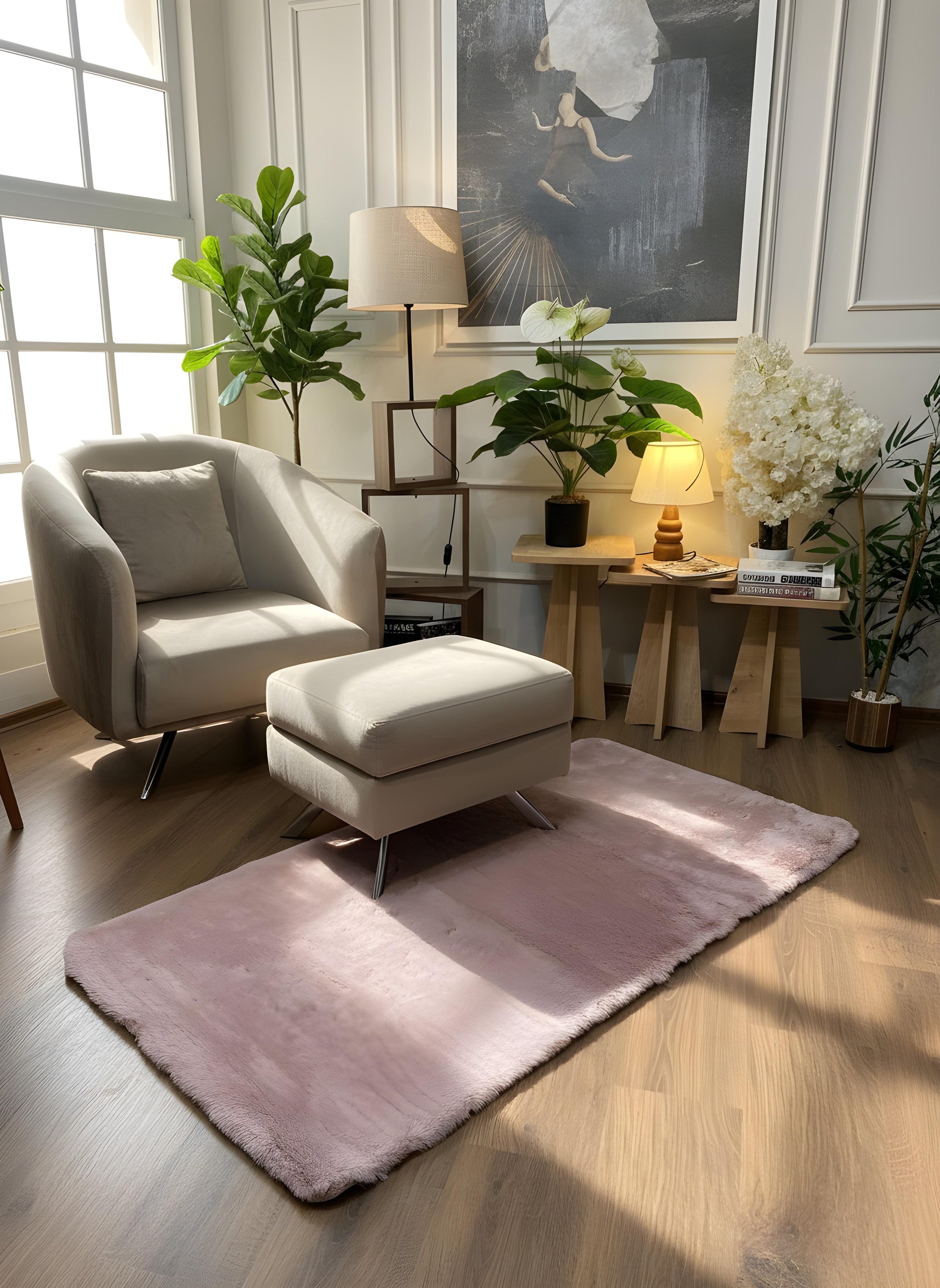 TAVŞAN PUDRA -  Kaymaz Taban Tavşan Shaggy Yatak Odası Oturma Odası Çocuk Odası Halısı