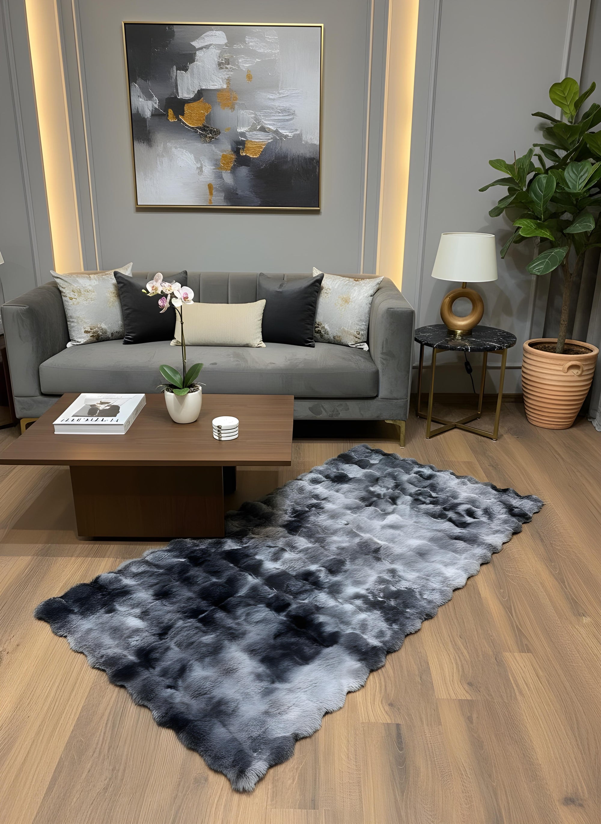 TAVŞAN NEO ANTRASİT -  Kaymaz Taban Tavşan Shaggy Yatak Odası Oturma Odası Çocuk Odası Halısı