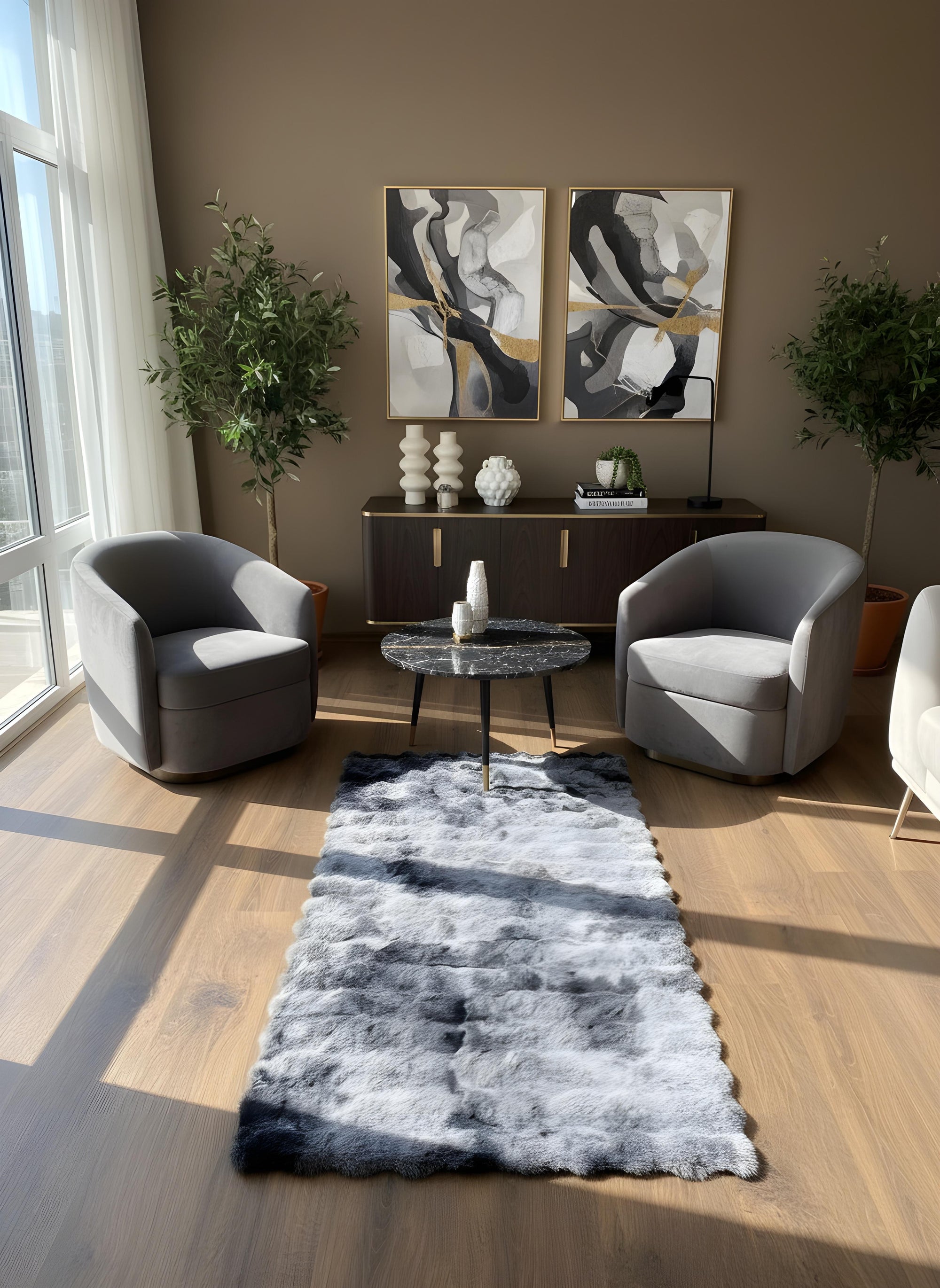 TAVŞAN NEO ANTRASİT -  Kaymaz Taban Tavşan Shaggy Yatak Odası Oturma Odası Çocuk Odası Halısı