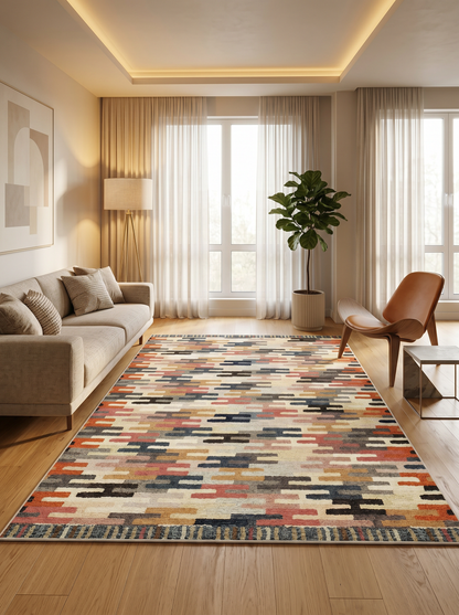 ARTE VN051 Geometrik Desenli Renkli Dekoratif Salon Mutfak Koridor Halısı