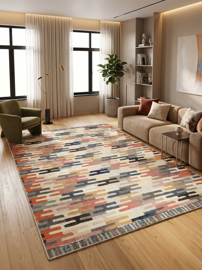 ARTE VN051 Geometrik Desenli Renkli Dekoratif Salon Mutfak Koridor Halısı