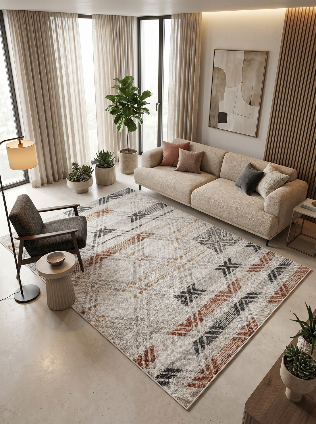 ARTE VN052 Geometrik Desenli Renkli Dekoratif Salon Mutfak Koridor Halısı