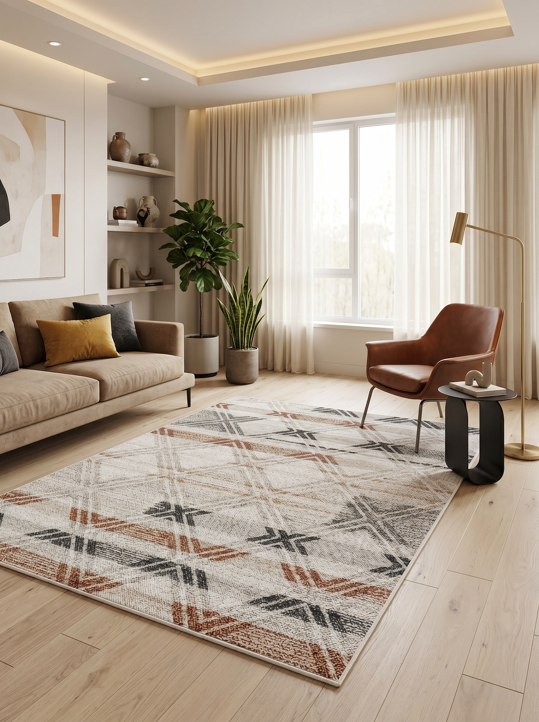 ARTE VN052 Geometrik Desenli Renkli Dekoratif Salon Mutfak Koridor Halısı