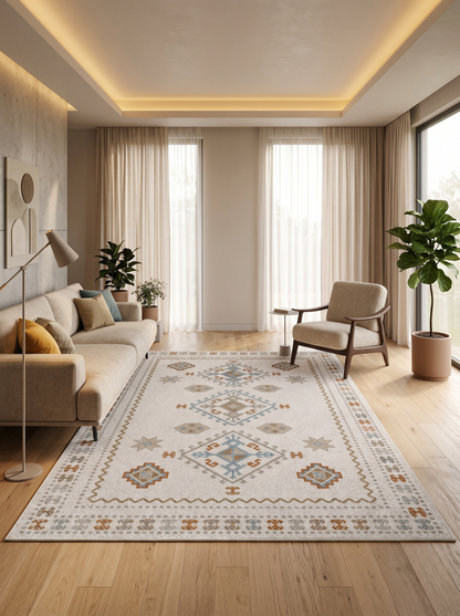 ARTE VN054 İskandinav Geometrik Desenli Renkli Dekoratif Salon Mutfak Koridor Halısı