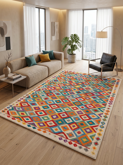 yıkanabilir kaymaz taban şönil dokuma halı 100x200 renkli