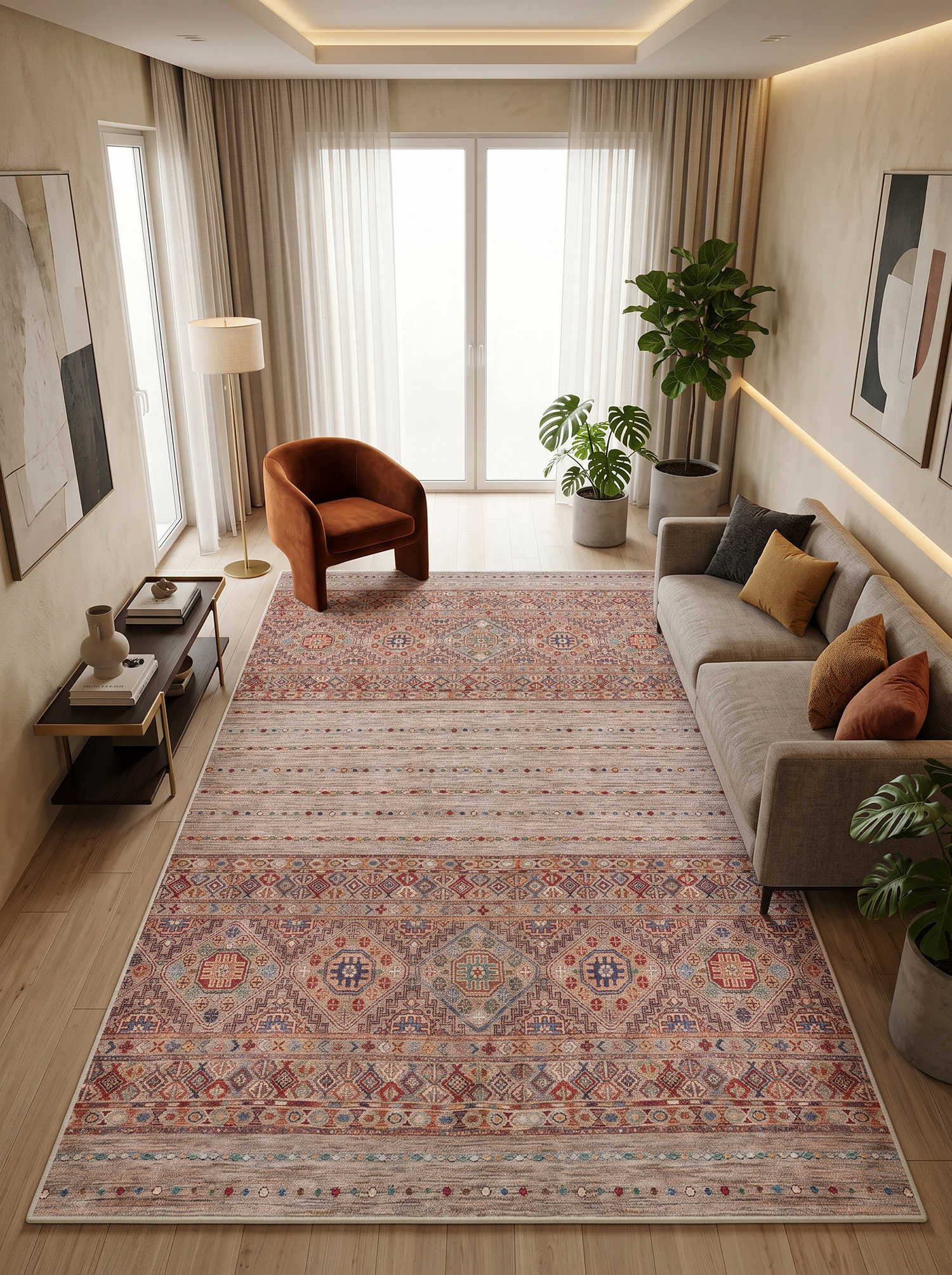 ARTE VN077 Klasik Desenli Figürlü Renkli Dekoratif Salon Mutfak Koridor Halısı