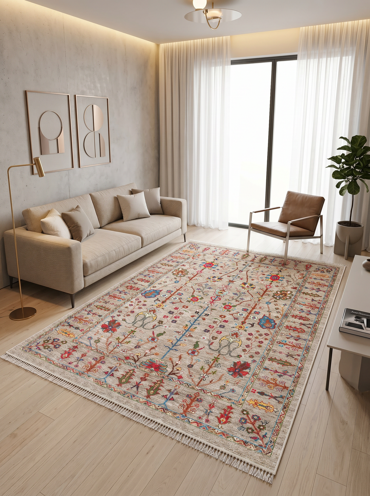 ARTE VN078 Klasik Desenli Figürlü Renkli Dekoratif Salon Mutfak Koridor Halısı