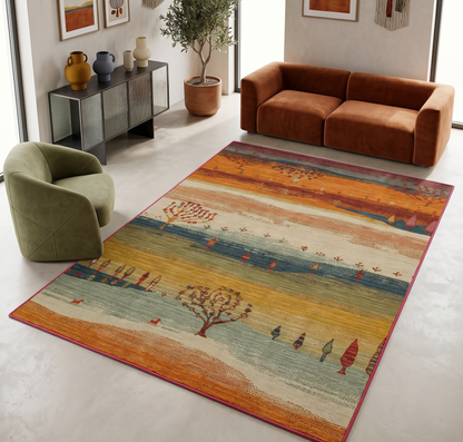 Arte DS299 Vintage Orman Desenli Dekoratif Dokuma Halı