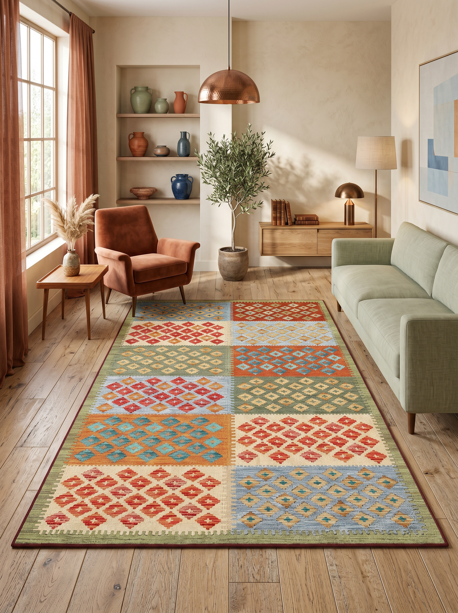 yıkanabilir kaymaz taban şönil dokuma halı 80x200 renkli