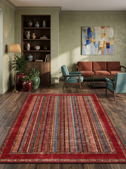 yıkanabilir kaymaz taban şönil dokuma halı 160x230 (4 m²) kirmizi; renkli