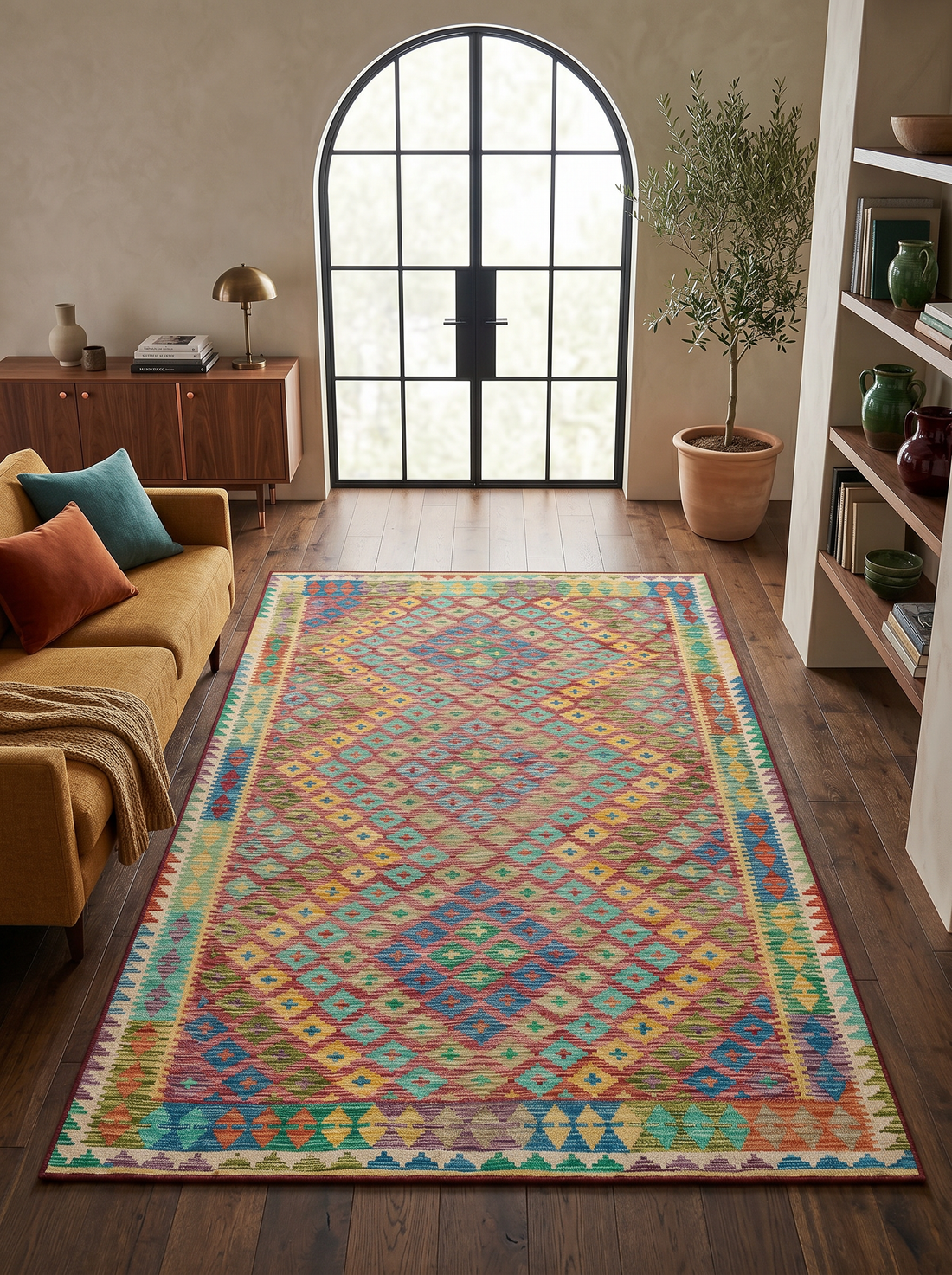 ARTE VN058 Klasik Geometrik Desenli Renkli Dekoratif Salon Mutfak Koridor Halısı