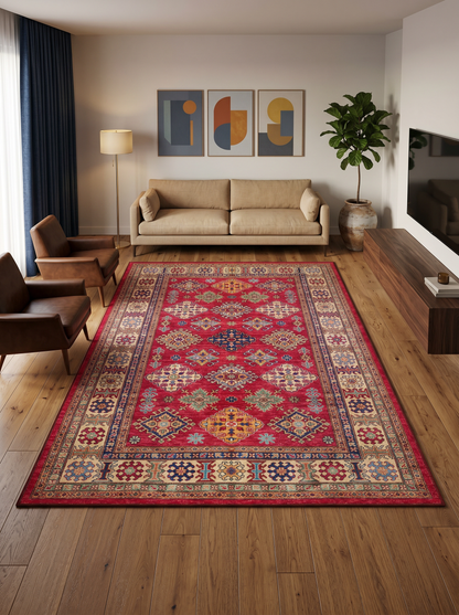 yıkanabilir kaymaz taban şönil dokuma halı 160x230 (4 m²) kirmizi; renkli