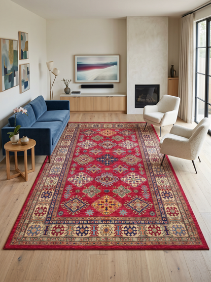 yıkanabilir kaymaz taban şönil dokuma halı 200x290 (6 m²) kirmizi; renkli