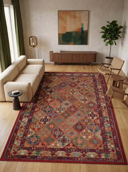 yıkanabilir kaymaz taban şönil dokuma halı 120x180 kirmizi; renkli
