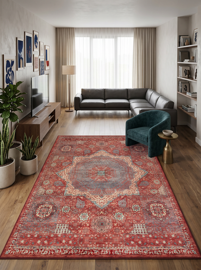 ARTE VN079 Klasik Desenli Figürlü Renkli Dekoratif Salon Mutfak Koridor Halısı