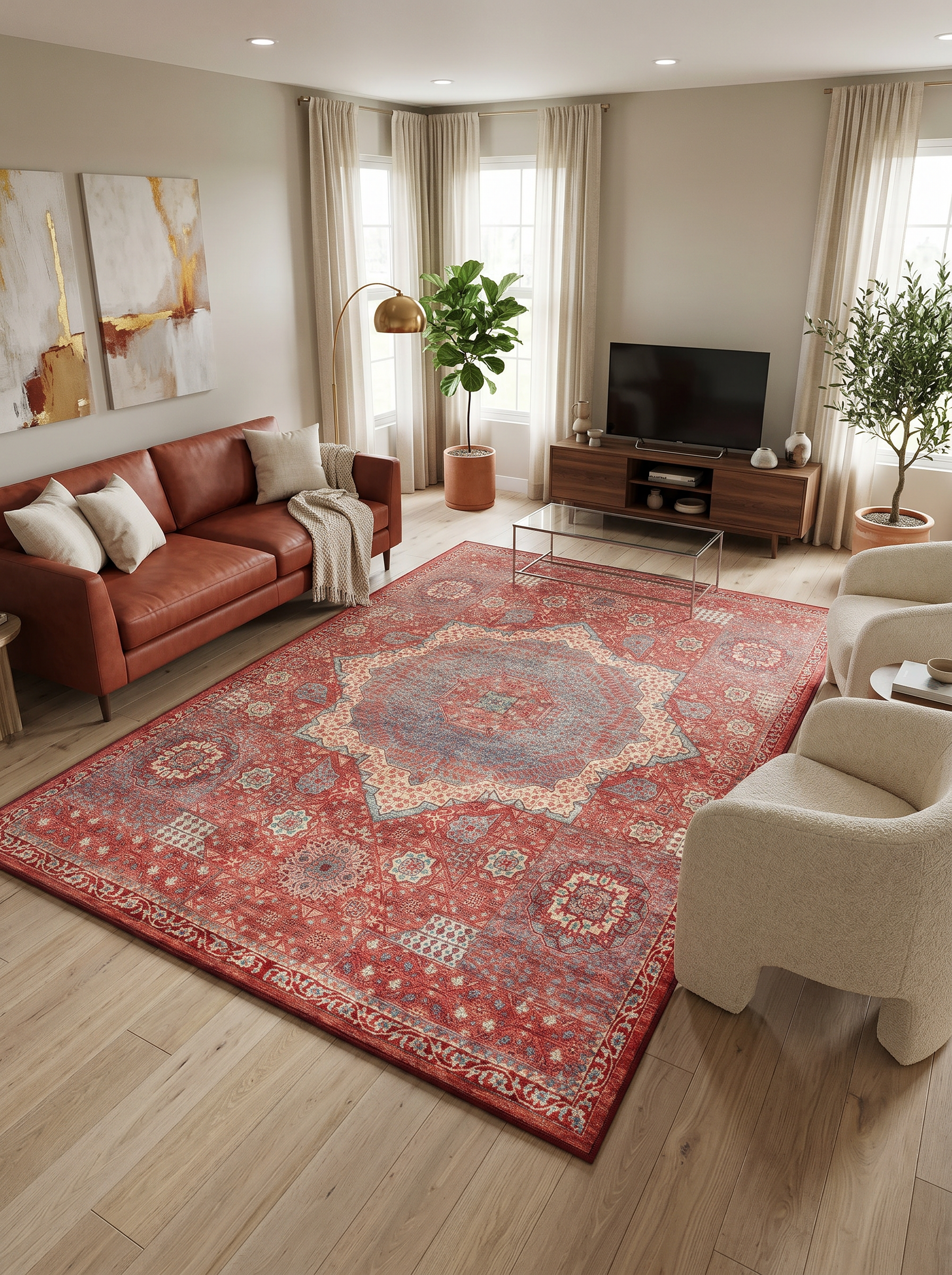 ARTE VN079 Klasik Desenli Figürlü Renkli Dekoratif Salon Mutfak Koridor Halısı