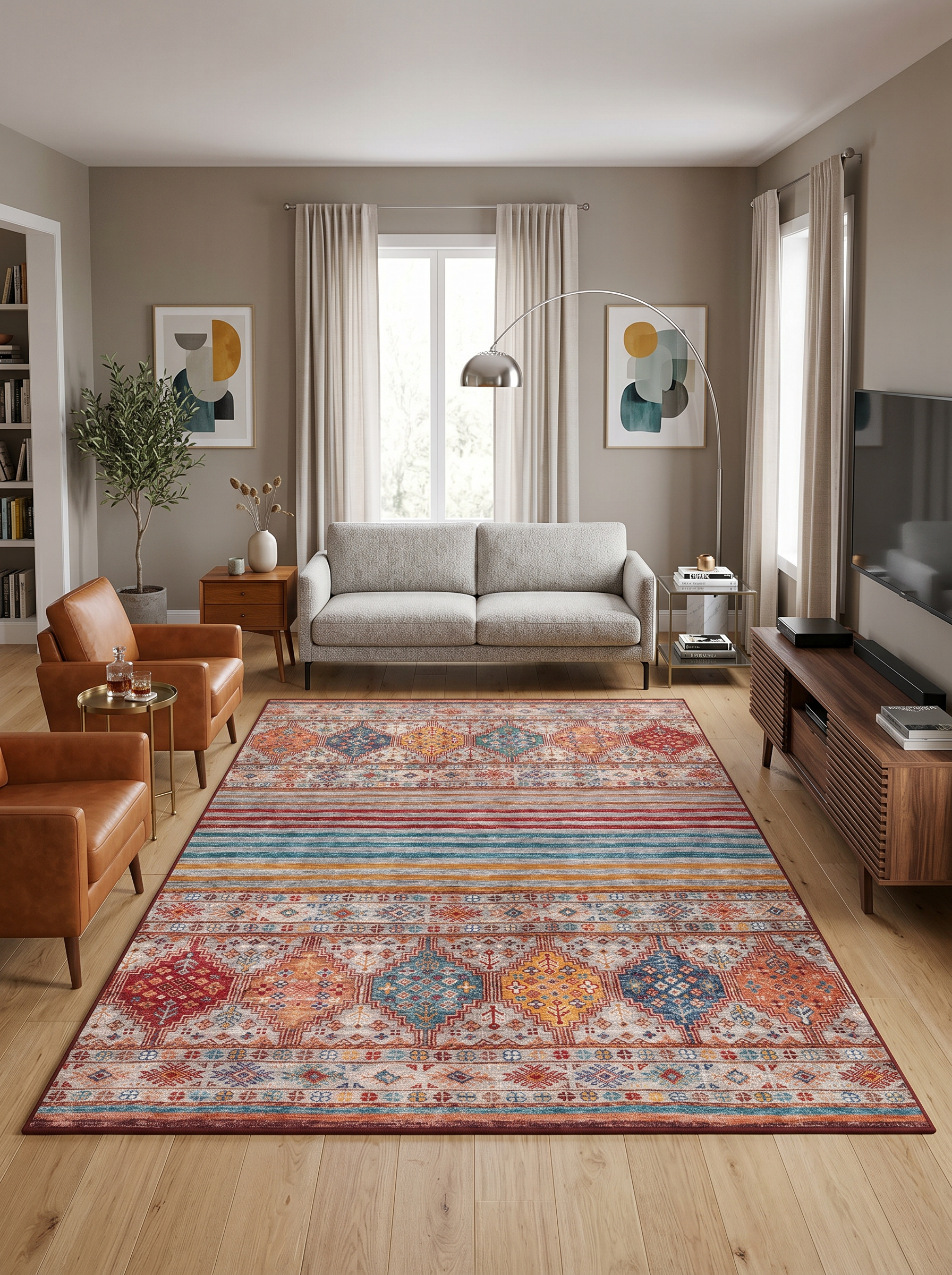 ARTE VN080 Klasik Desenli Figürlü Renkli Dekoratif Salon Mutfak Koridor Halısı