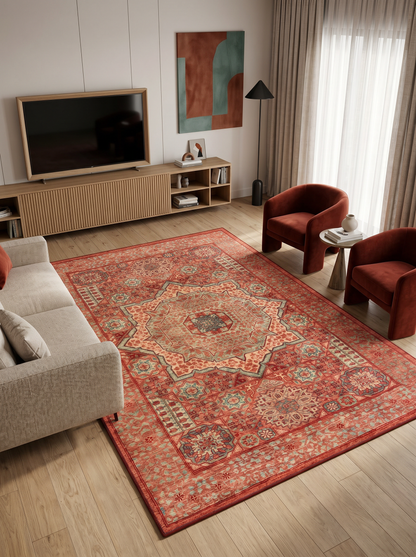 ARTE VN082 Klasik Desenli Figürlü Renkli Dekoratif Salon Mutfak Koridor Halısı
