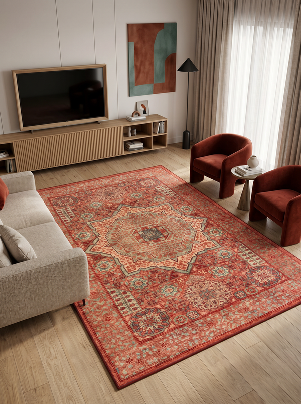 ARTE VN082 Klasik Desenli Figürlü Renkli Dekoratif Salon Mutfak Koridor Halısı