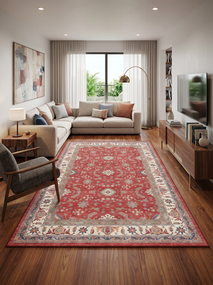 yıkanabilir kaymaz taban şönil dokuma halı 160x230 (4 m²) kirmizi; renkli