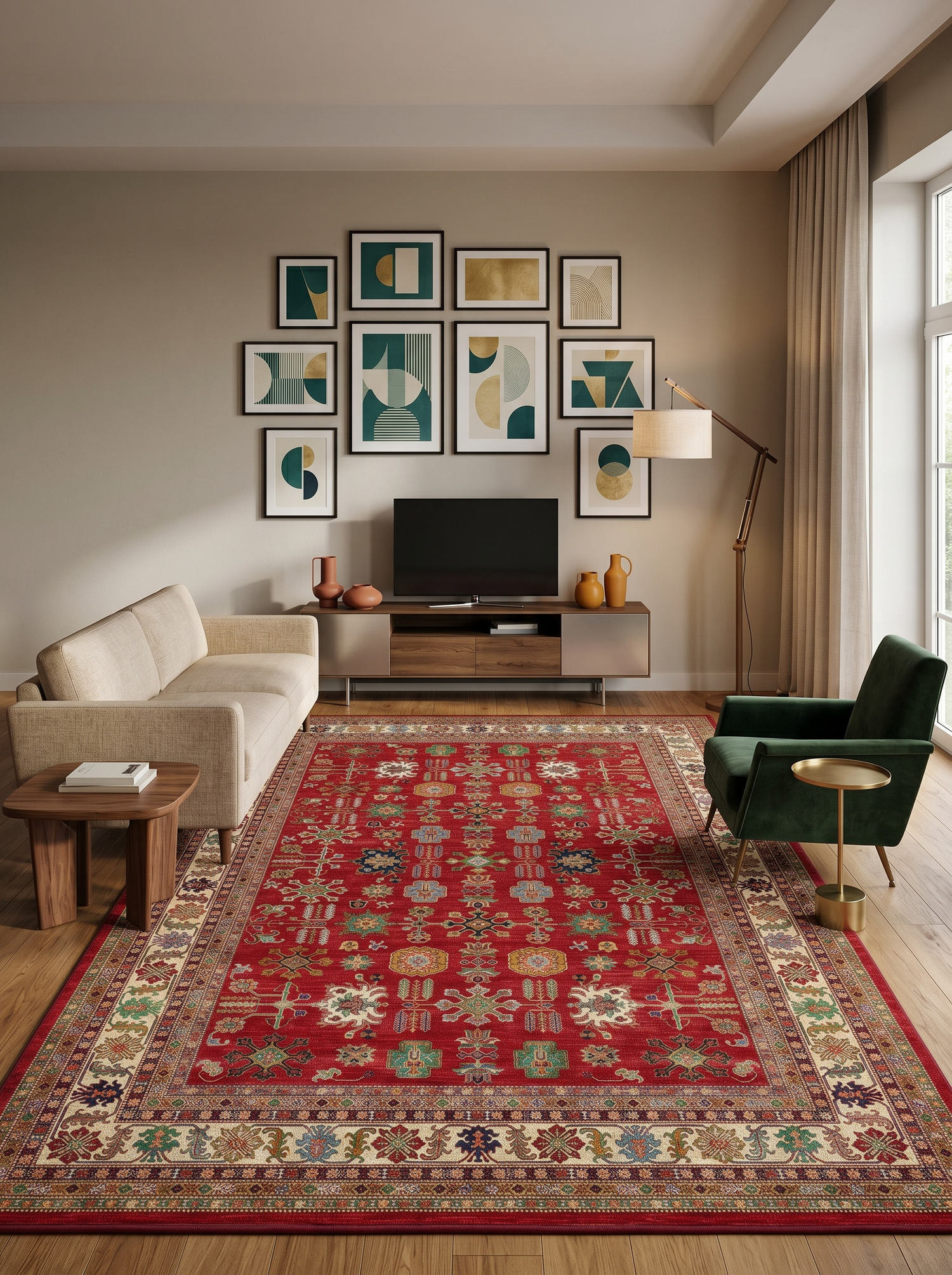 ARTE VN113 Vintage Klasik Desenli Renkli Dekoratif Salon Mutfak Koridor Halısı