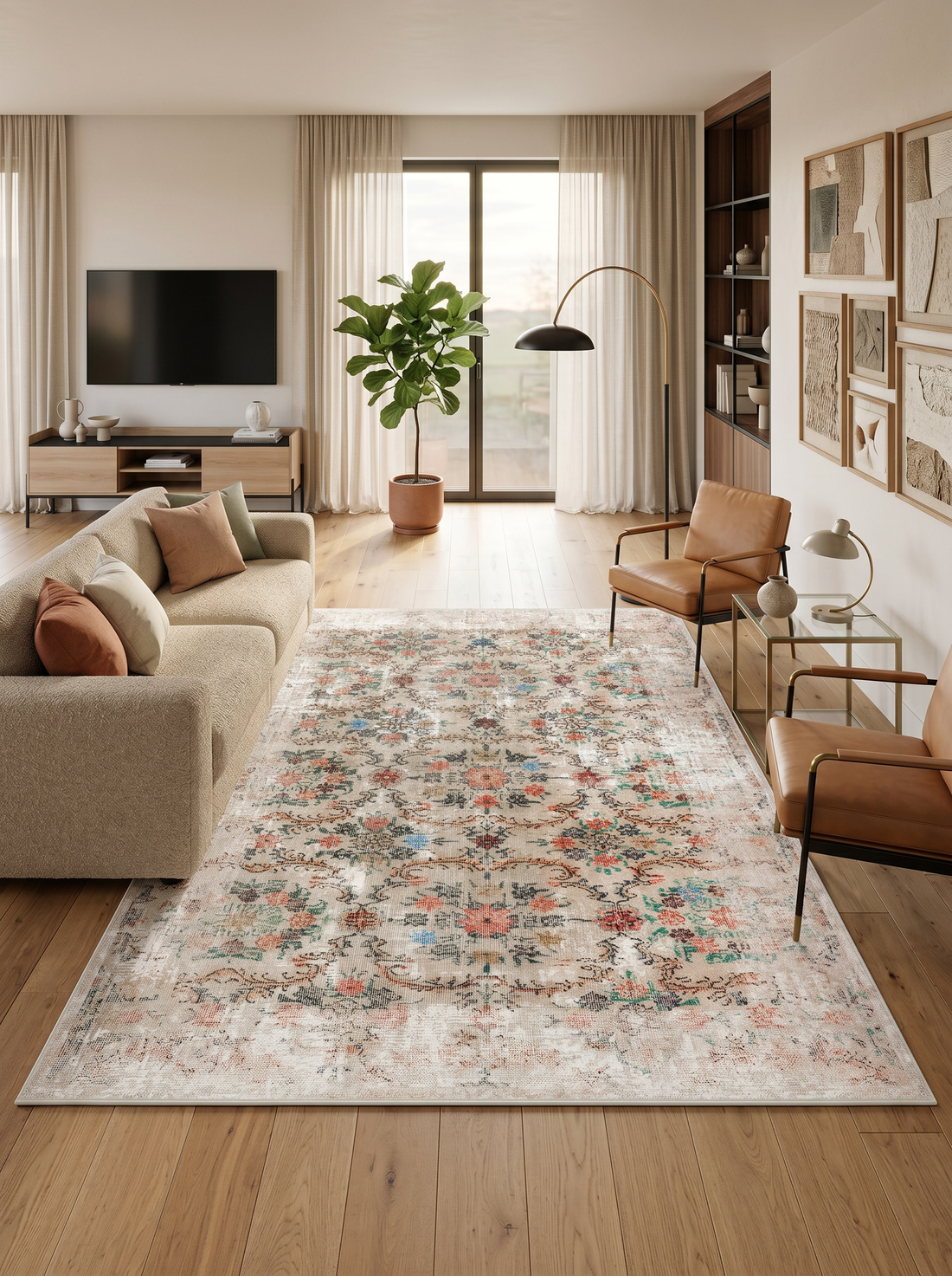 ARTE VN047 Vintage Klasik Desenli Renkli Dekoratif Salon Mutfak Koridor Halısı