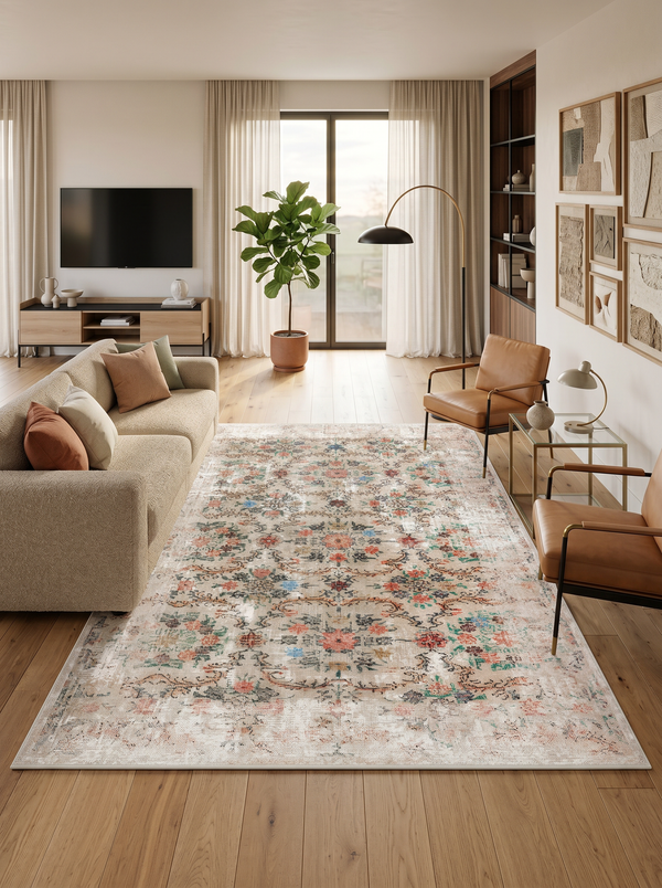 ARTE VN047 Vintage Klasik Desenli Renkli Dekoratif Salon Mutfak Koridor Halısı