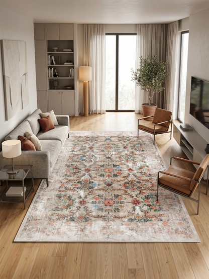 ARTE VN047 Vintage Klasik Desenli Renkli Dekoratif Salon Mutfak Koridor Halısı