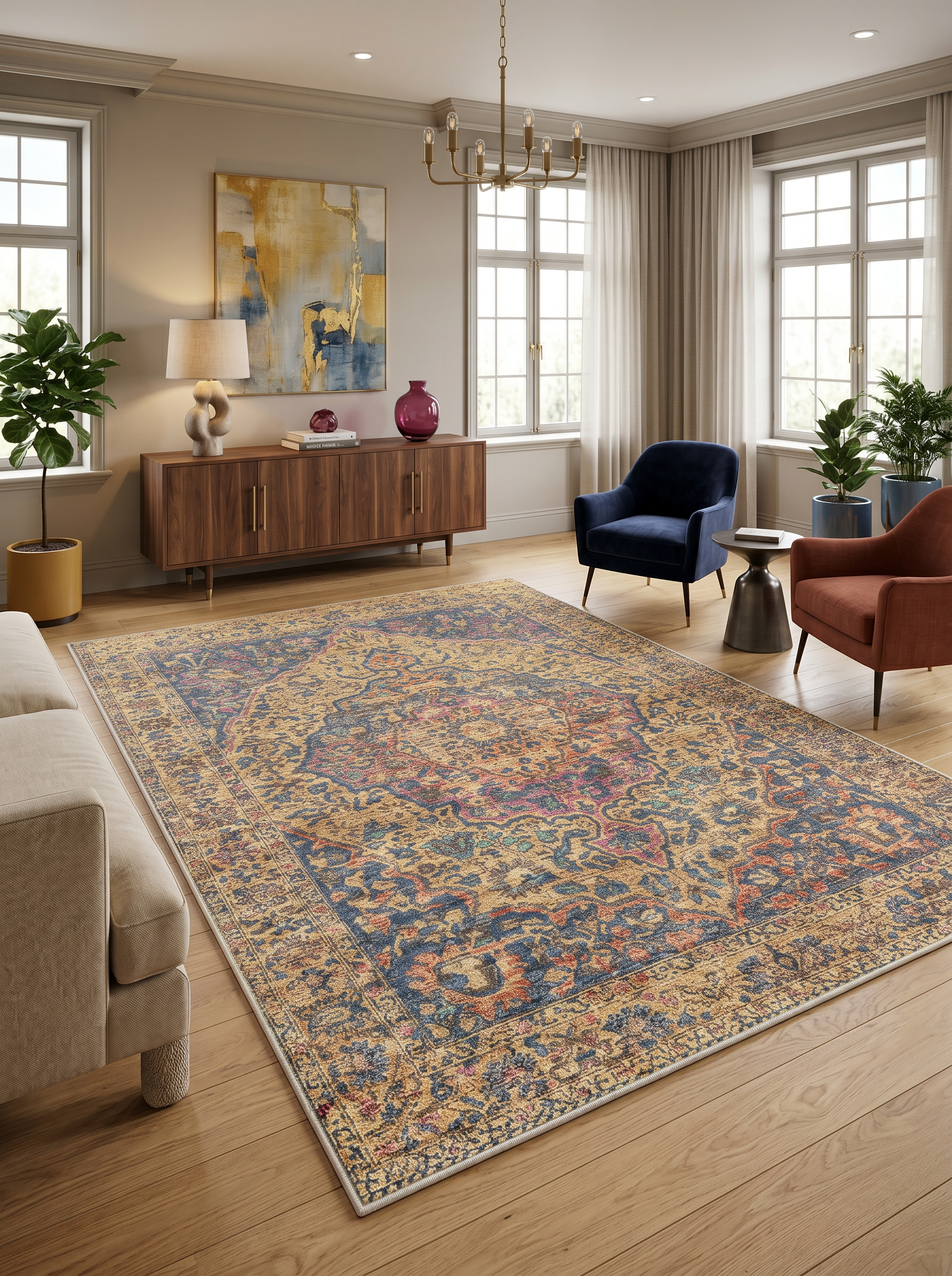 ARTE VN095 Vintage Klasik Desenli Renkli Dekoratif Salon Mutfak Koridor Halısı