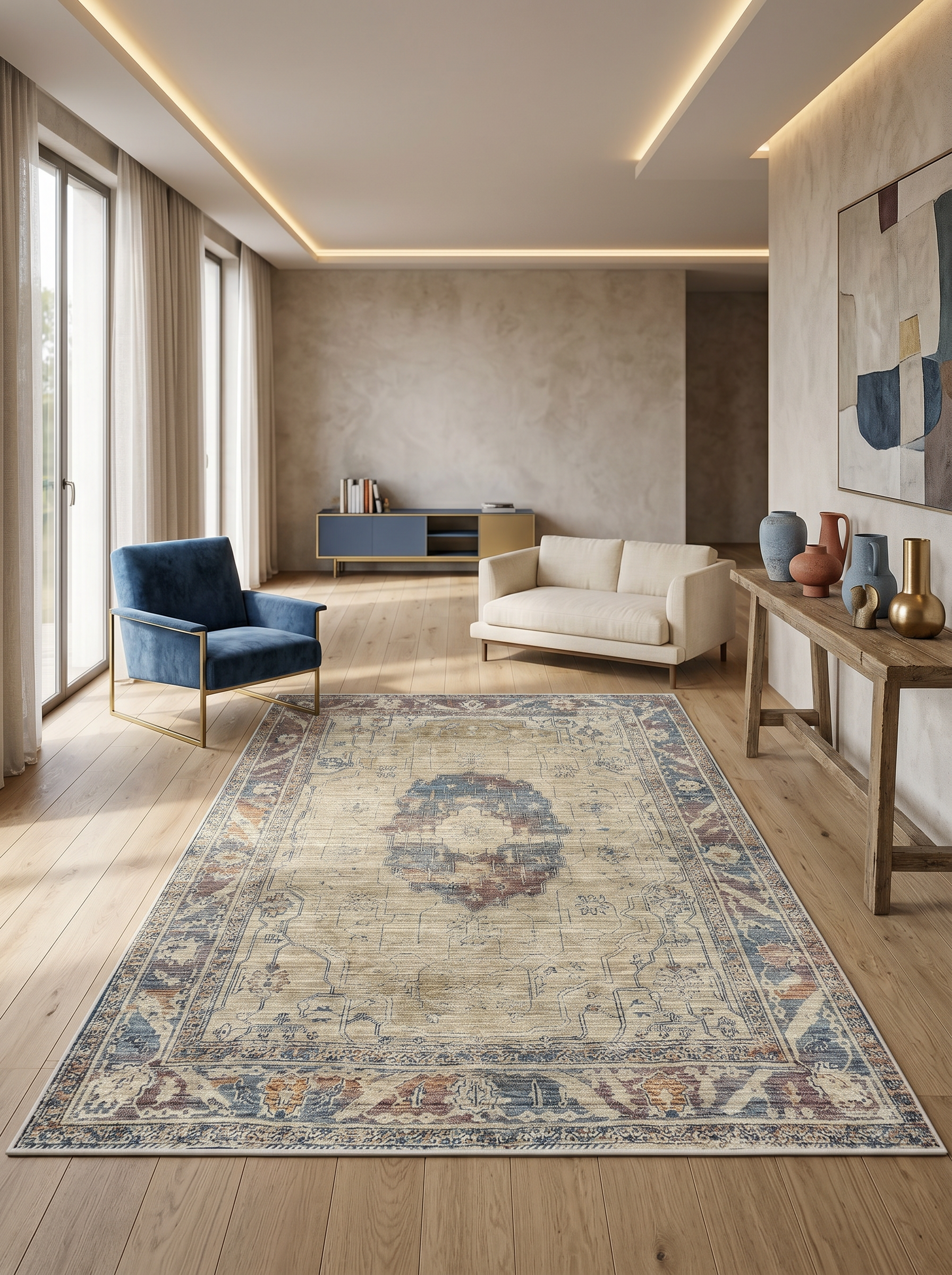 ARTE VN096 Vintage Klasik Desenli Renkli Dekoratif Salon Mutfak Koridor Halısı