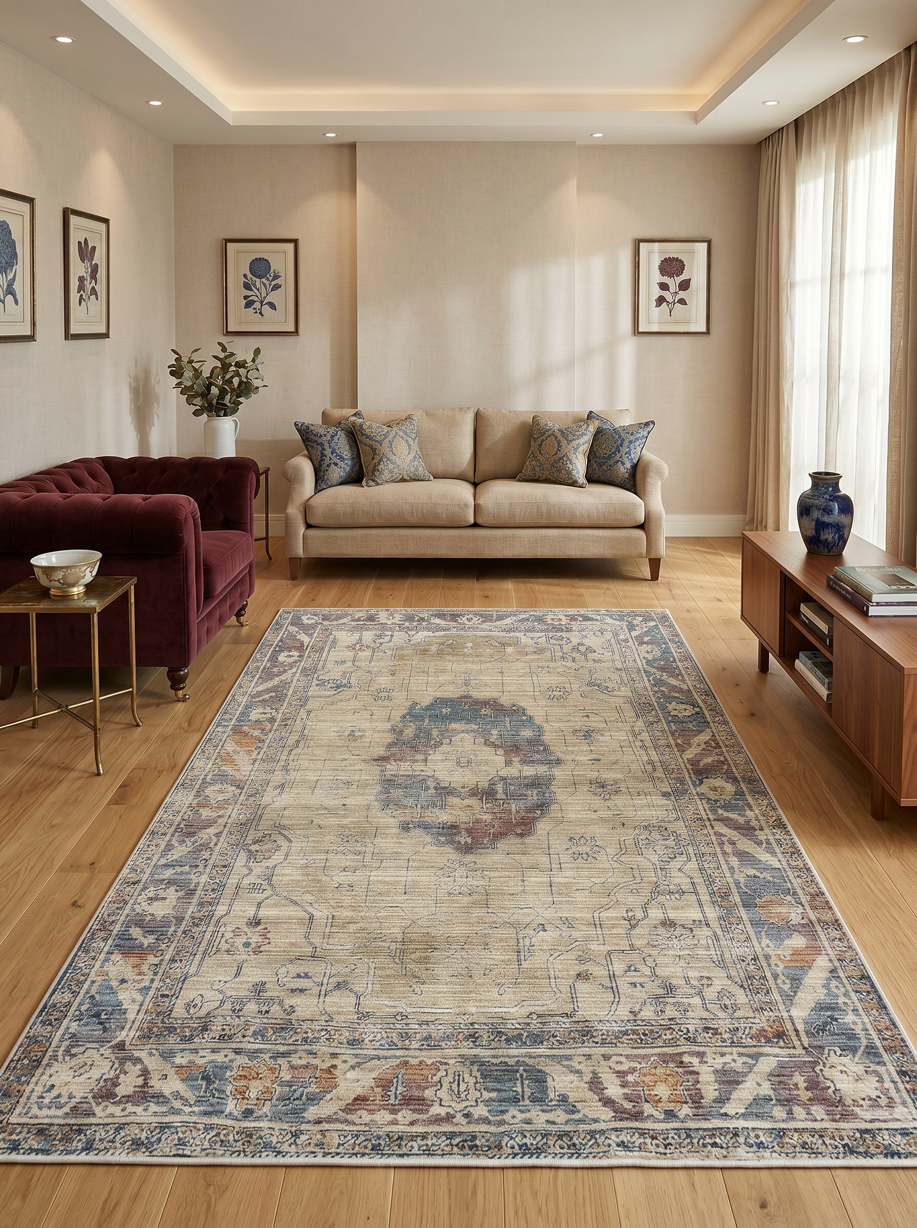 ARTE VN096 Vintage Klasik Desenli Renkli Dekoratif Salon Mutfak Koridor Halısı