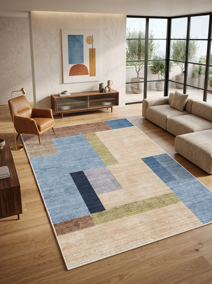 ARTE VN098 Geometrik Desenli Modern Renkli Dekoratif Salon Mutfak Koridor Halısı