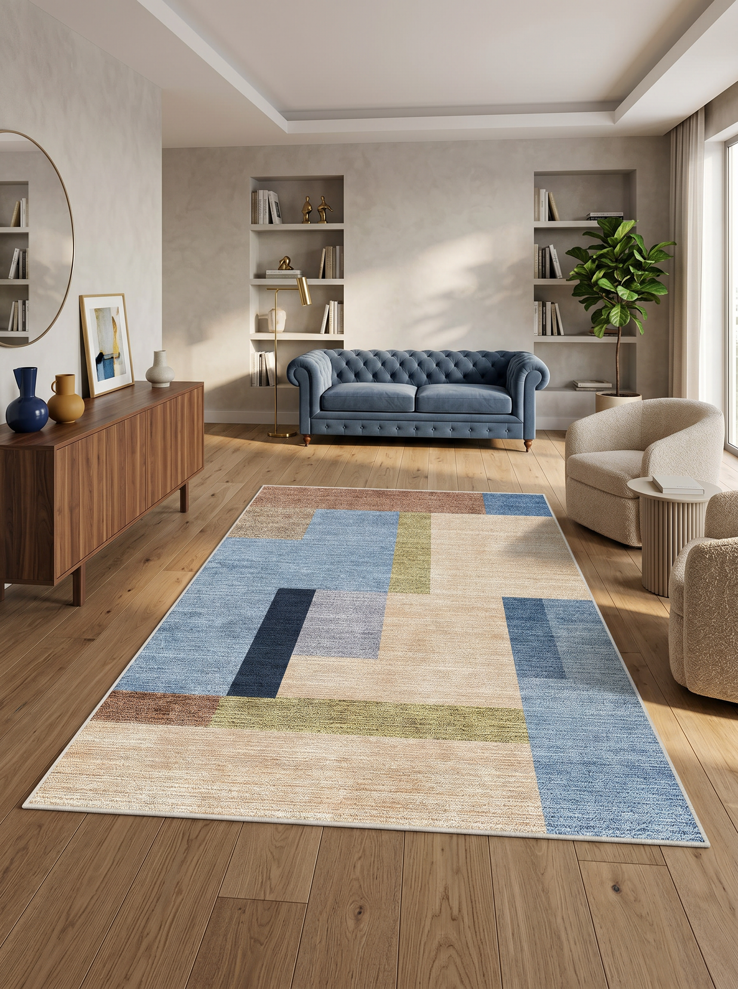 ARTE VN098 Geometrik Desenli Modern Renkli Dekoratif Salon Mutfak Koridor Halısı