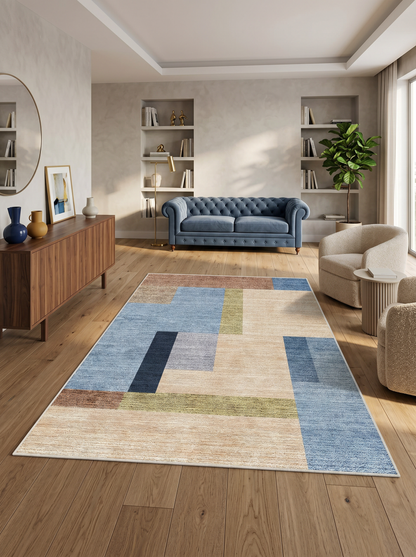 ARTE VN098 Geometrik Desenli Modern Renkli Dekoratif Salon Mutfak Koridor Halısı
