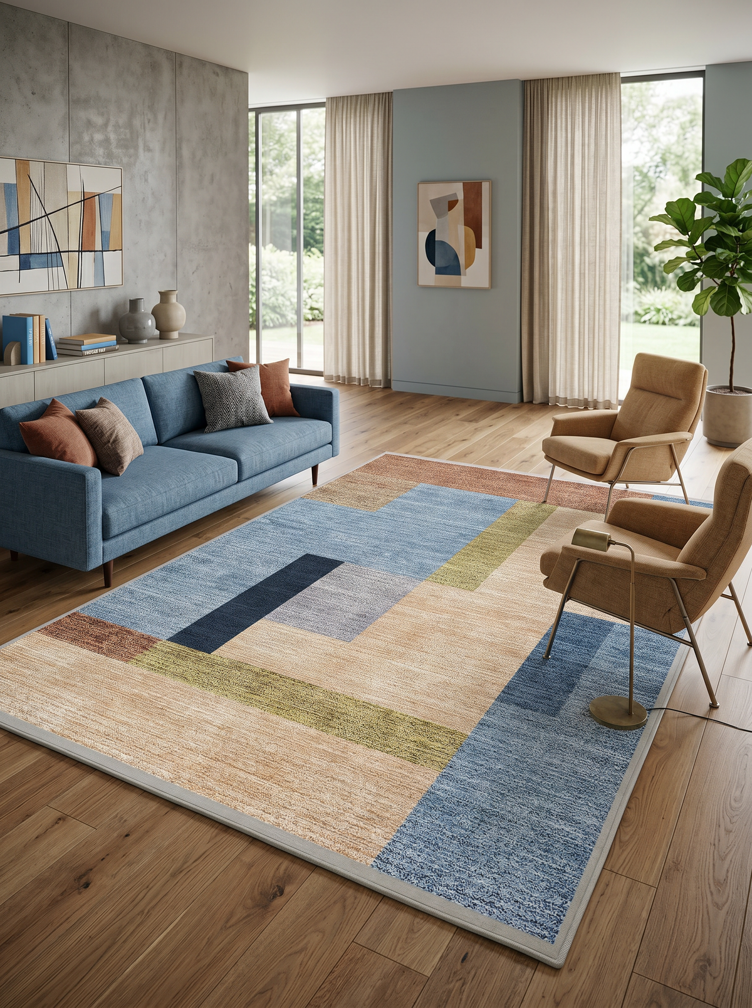 ARTE VN098 Geometrik Desenli Modern Renkli Dekoratif Salon Mutfak Koridor Halısı