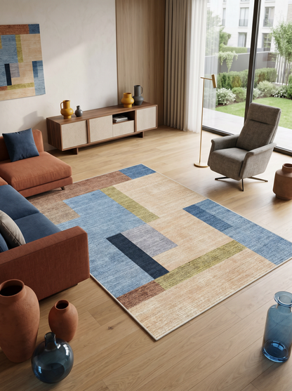 ARTE VN098 Geometrik Desenli Modern Renkli Dekoratif Salon Mutfak Koridor Halısı