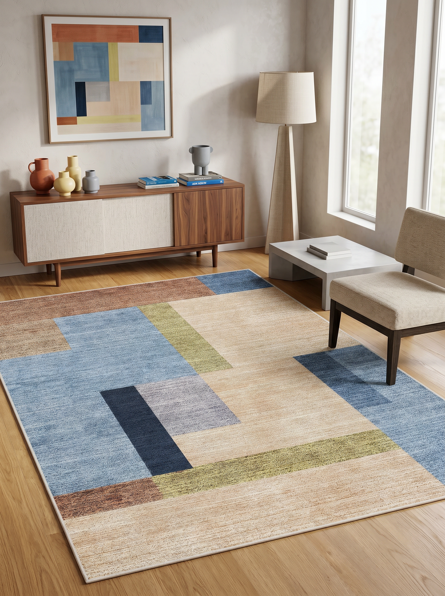 ARTE VN098 Geometrik Desenli Modern Renkli Dekoratif Salon Mutfak Koridor Halısı
