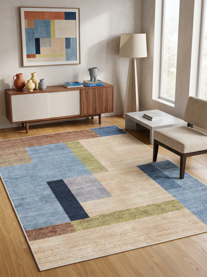ARTE VN098 Geometrik Desenli Modern Renkli Dekoratif Salon Mutfak Koridor Halısı