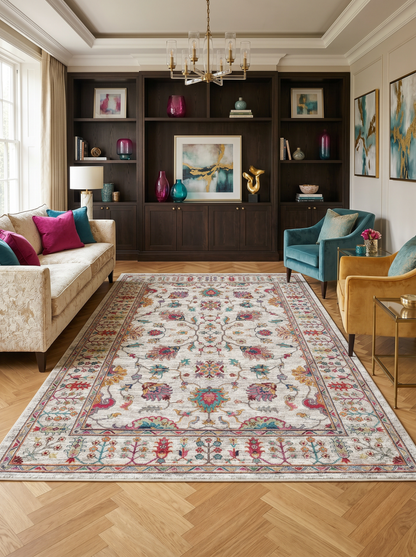 yıkanabilir kaymaz taban şönil dokuma halı 120x180 gri; renkli
