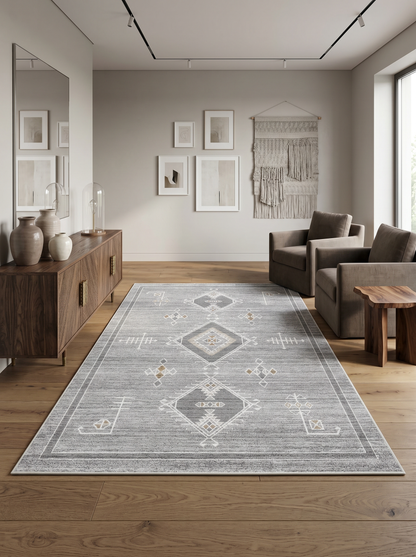yıkanabilir kaymaz taban şönil dokuma halı 200x250 (5 m²) gri