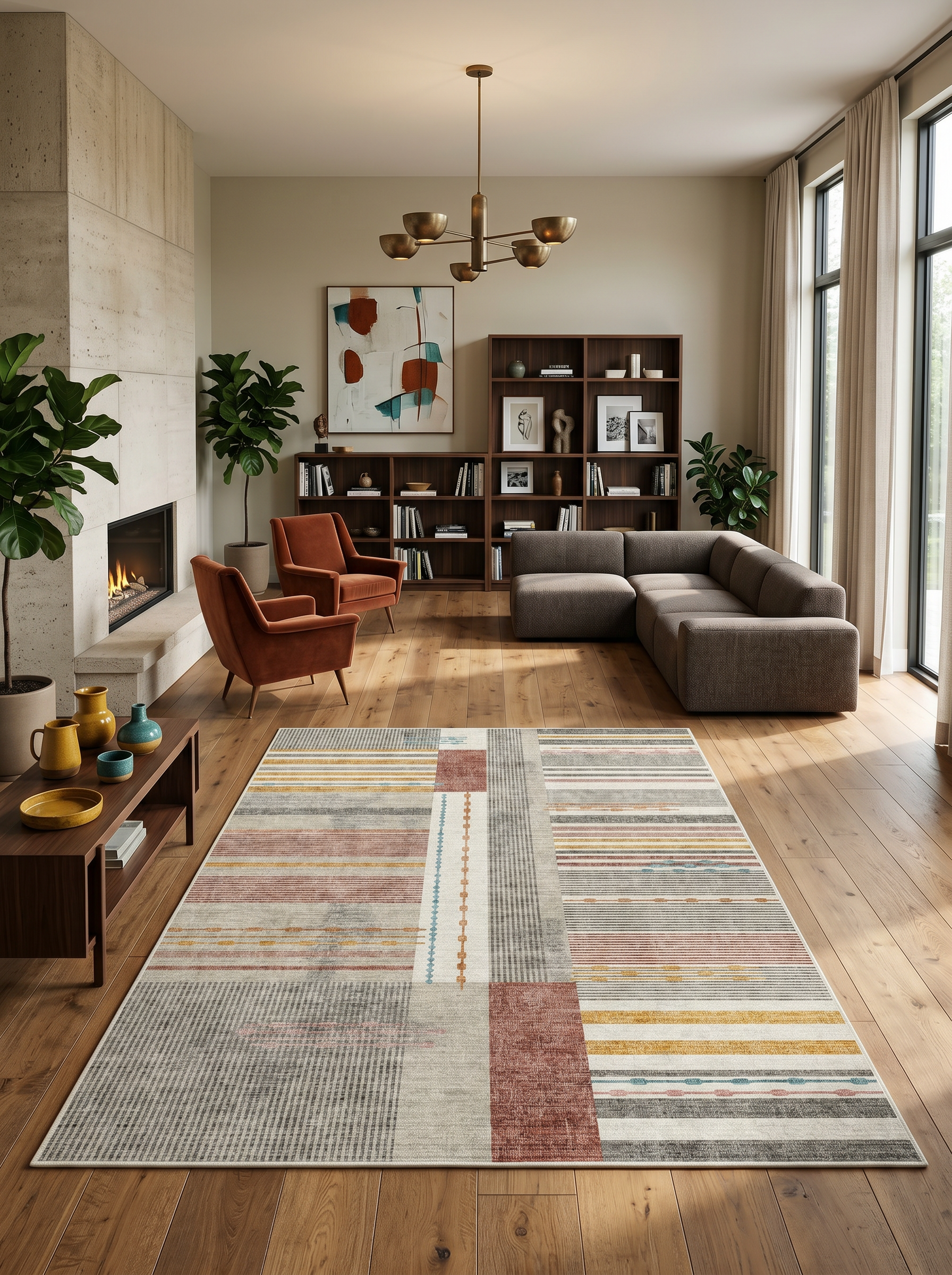 ARTE VN114 Geometrik Desenli Modern Renkli Dekoratif Salon Mutfak Koridor Halısı