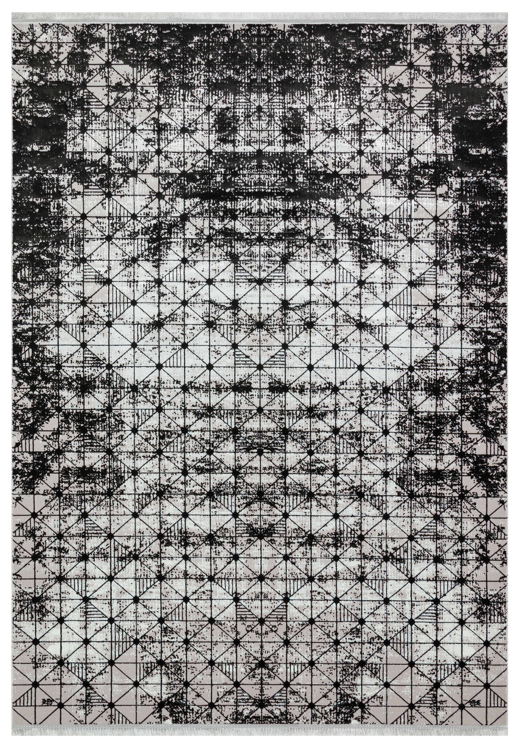 LOTUS 8019-T-GRİ/SİYAH Sentetik Bambu Parlak Saten Salon Koridor Mutfak Halısı