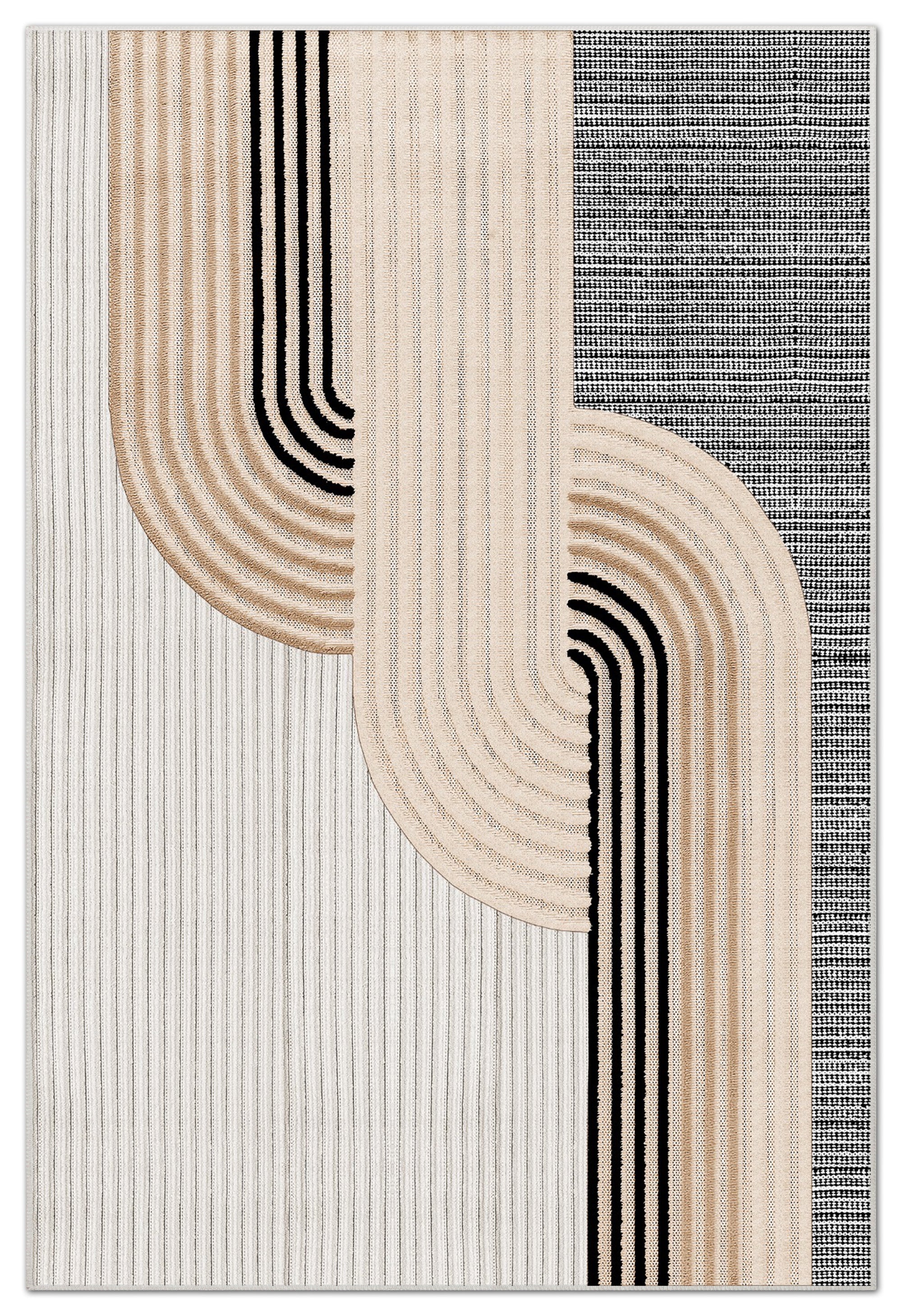 Arte HD Luna Bej Geometrik Desenli Modern Dekoratif Dokuma Şönil Halı