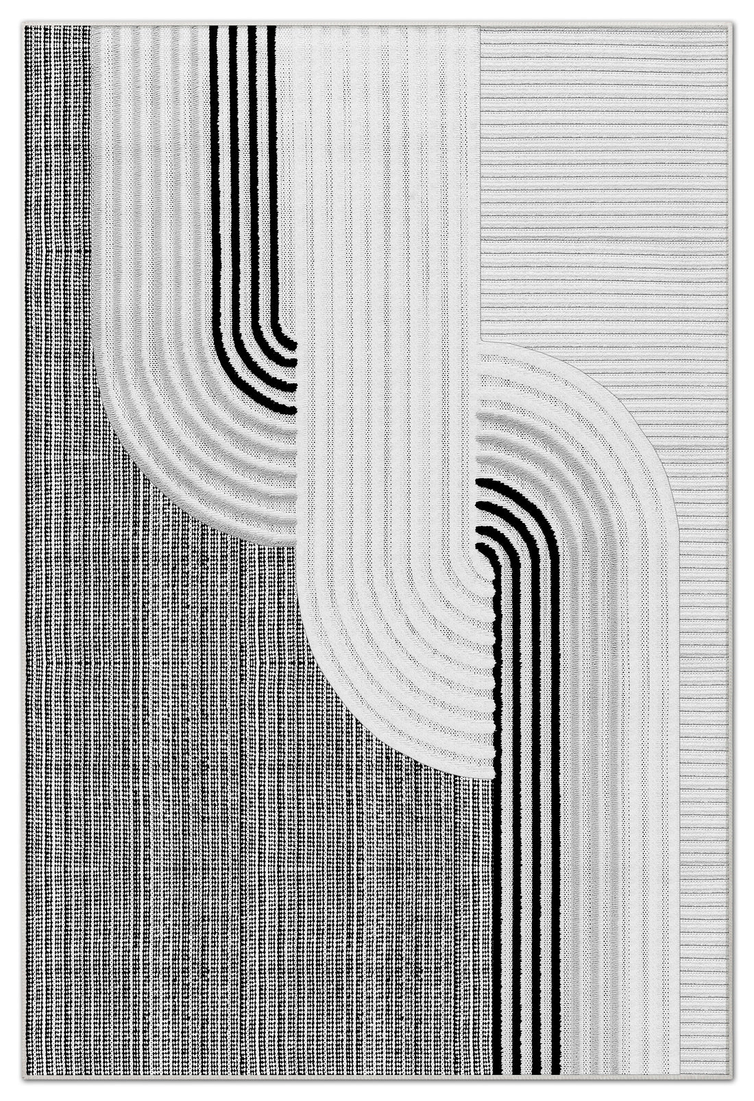 Arte HD Luna Gri Geometrik Desenli Modern Dekoratif Dokuma Şönil Halı
