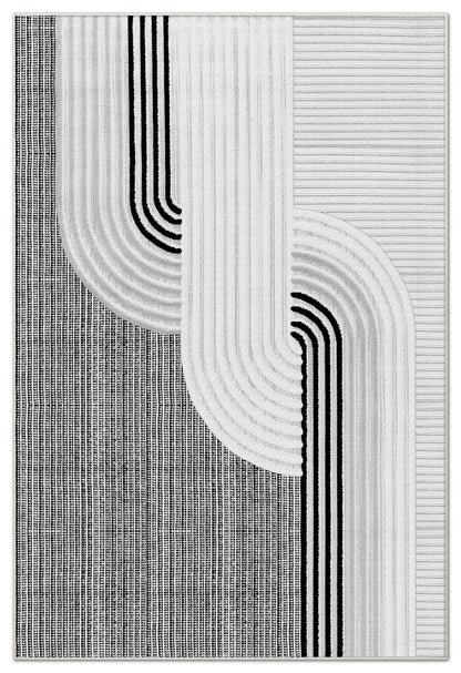 Arte HD Luna Gri Geometrik Desenli Modern Dekoratif Dokuma Şönil Halı