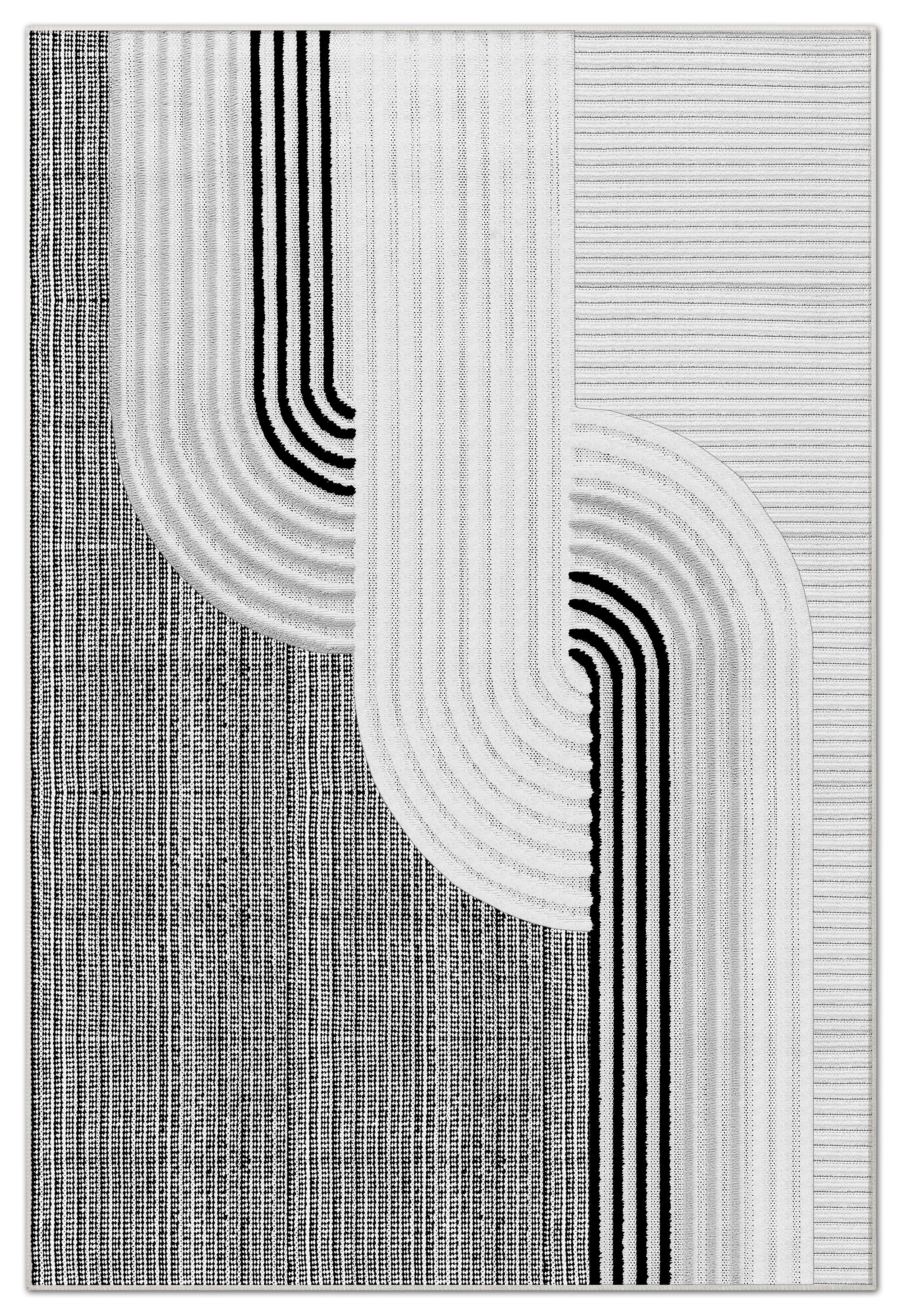 Arte HD Luna Gri Geometrik Desenli Modern Dekoratif Dokuma Şönil Halı