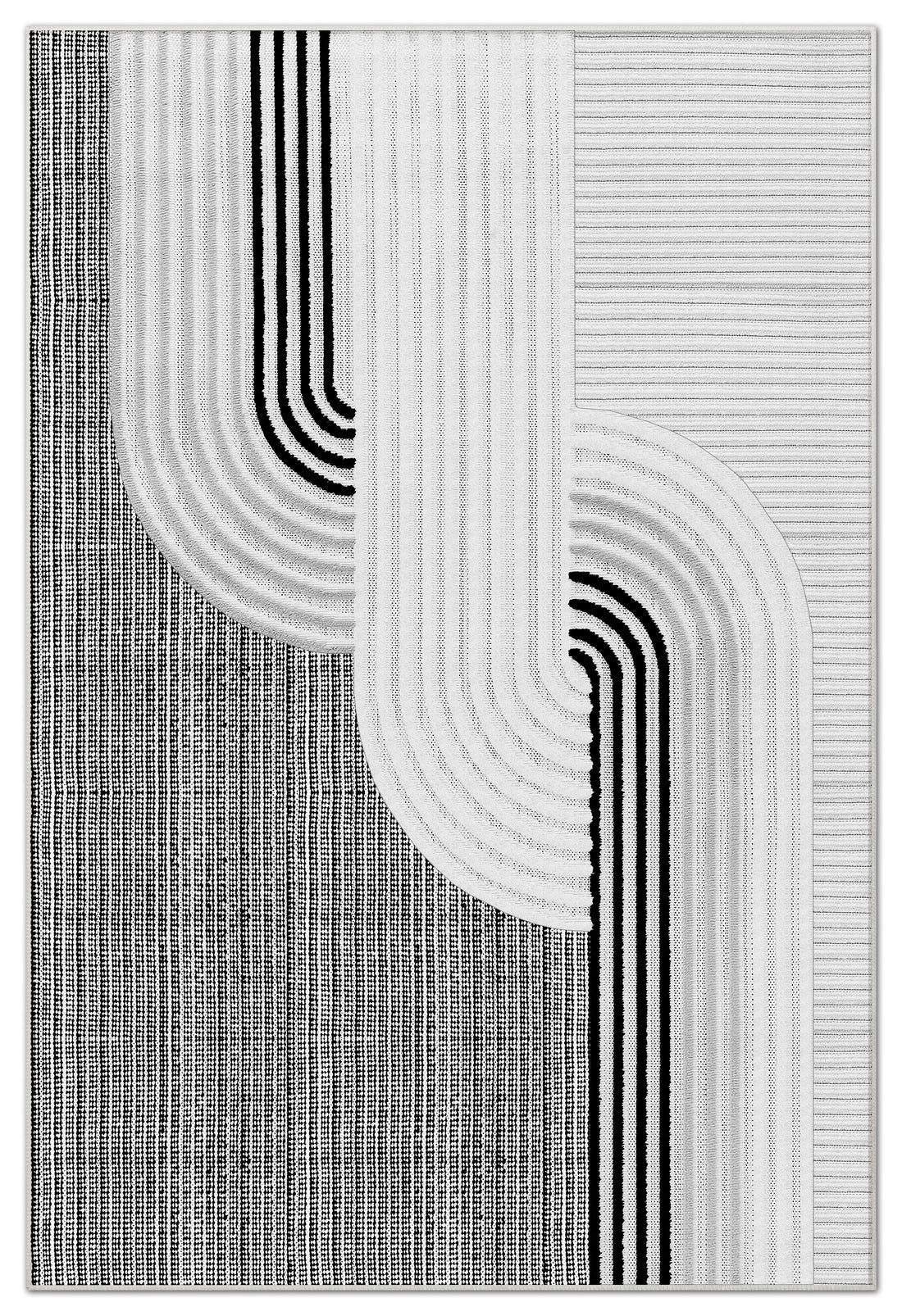 Arte HD Luna Gri Geometrik Desenli Modern Dekoratif Dokuma Şönil Halı